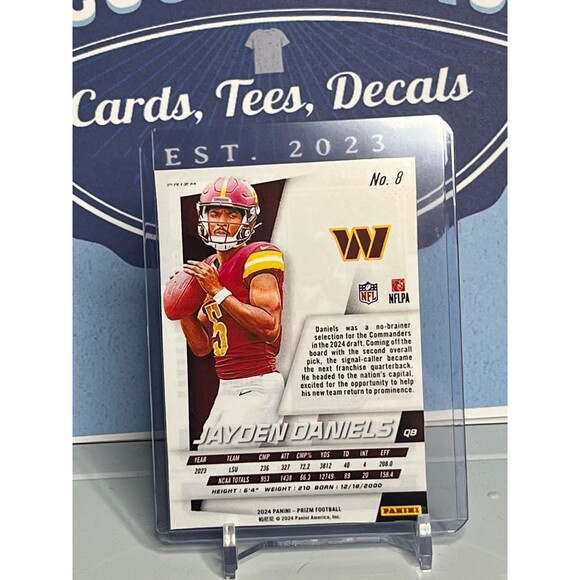 Jayden Daniels Prizm Rookie Custom Cracked Ice Holographic Card Commanders RC - Picture 2 of 3